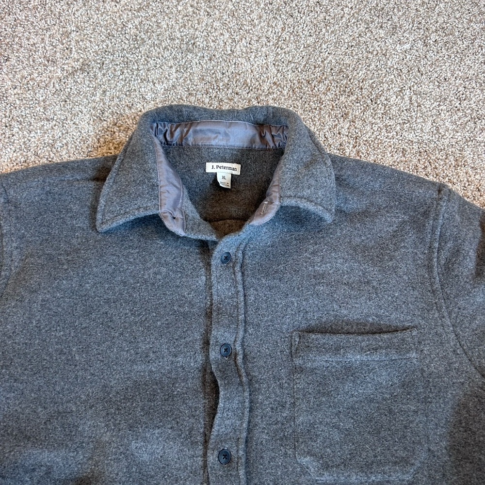 J. Peterman Wool and Cashmere Blend Button Down Grey Shirt. Thick. Outdoor. XL - Picture 4 of 11
